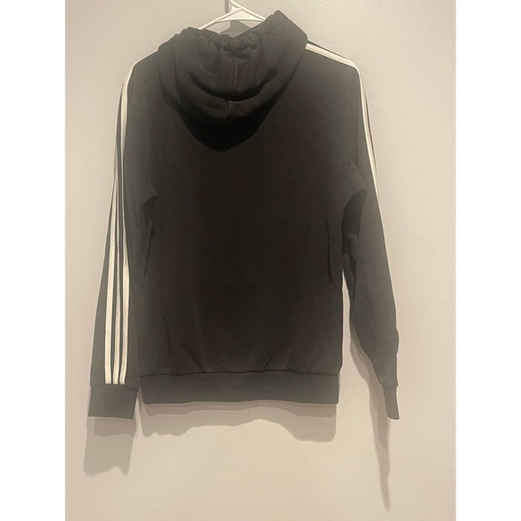 Adidas Classic Original 3 Stripe Black White Logo Hoodie Sweatshirt - Picture 4 of 5
